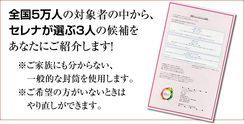 全国5万人の中からセレナが選ぶ3人